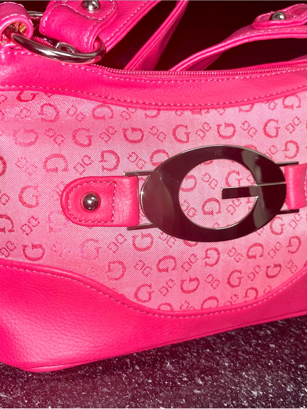 Bright Pink Designer Logo Shoulder Bag